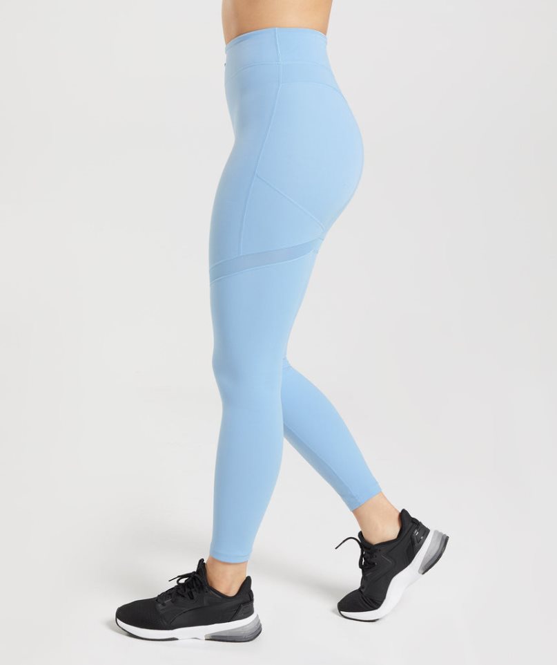 Women's Gymshark Whitney Mesh Leggings Light Blue | CA 5DN361